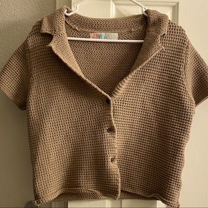 Free people knit button up collared top - FP beach